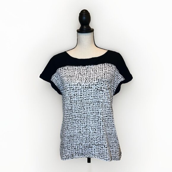 Calvin Klein Collection Tops - Calvin Klein Top Women’s Large Black And White Dot Print Color Block Pocket